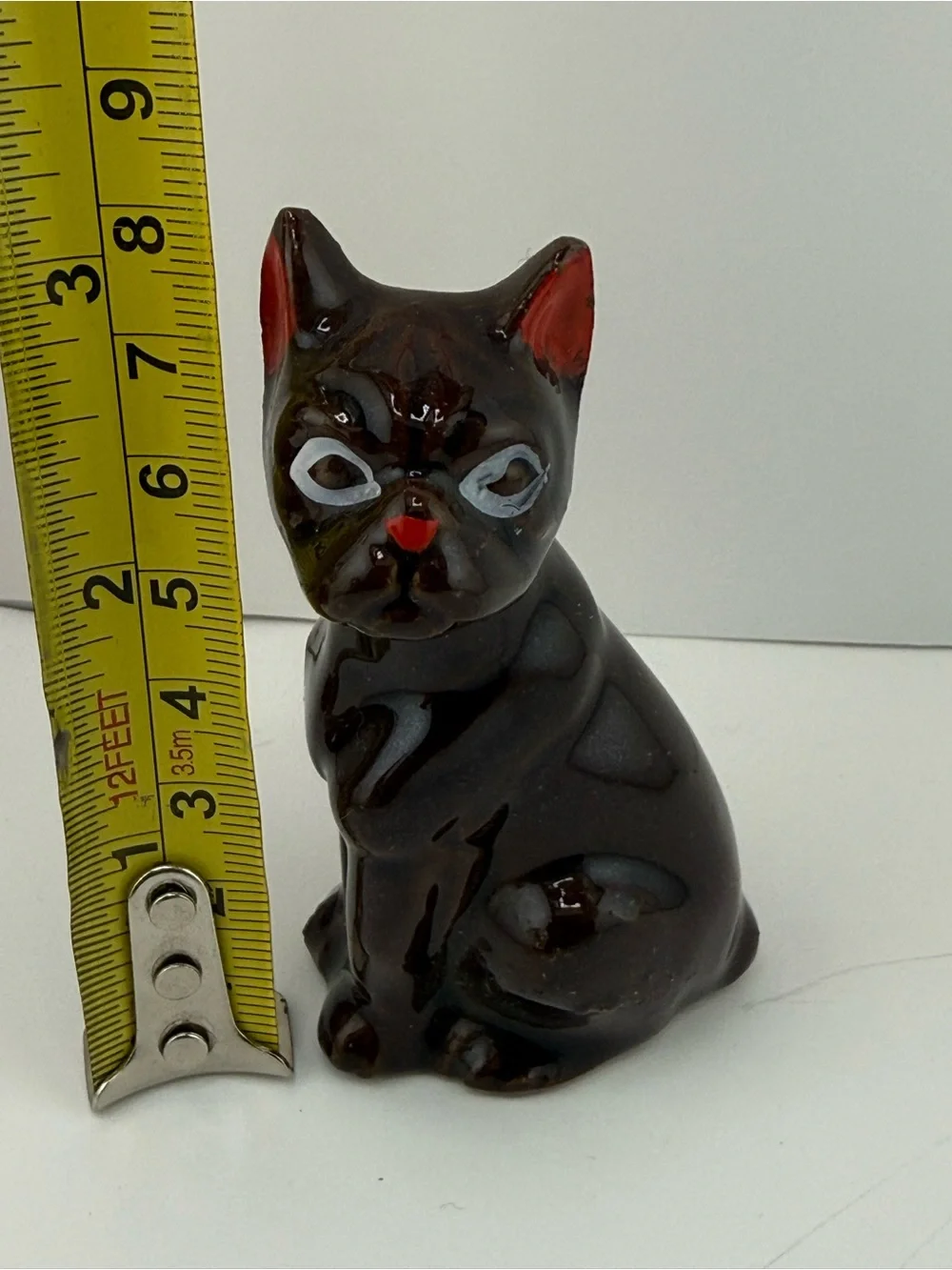 Vintage mid-century redware boxer dog figurine